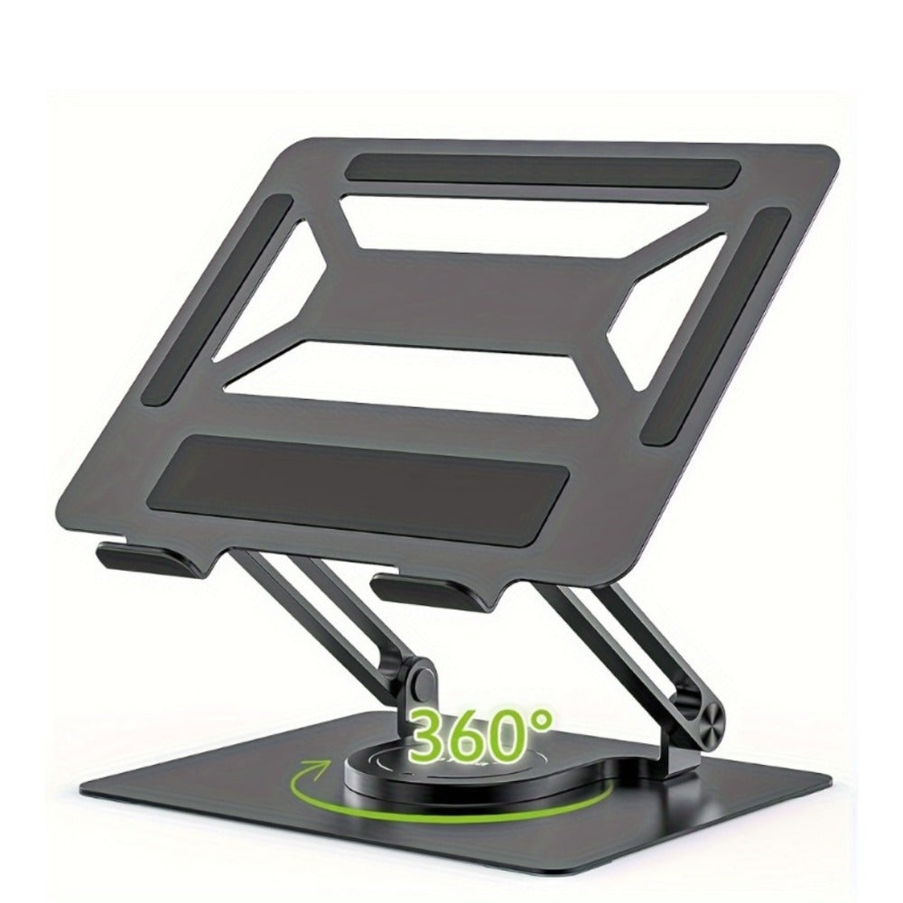 360° Swivel Ergonomic Laptop Stand Adjustable Foldable Compatible with MacBook Pro Air and All Laptops up to 17 Inch Portable Desk Riser for Home Office Remote Work Presentations Black Silver
