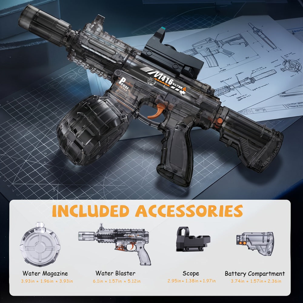 Electric Water Gun with Sound and Light Effects, Black or Blue Outdoor Toy