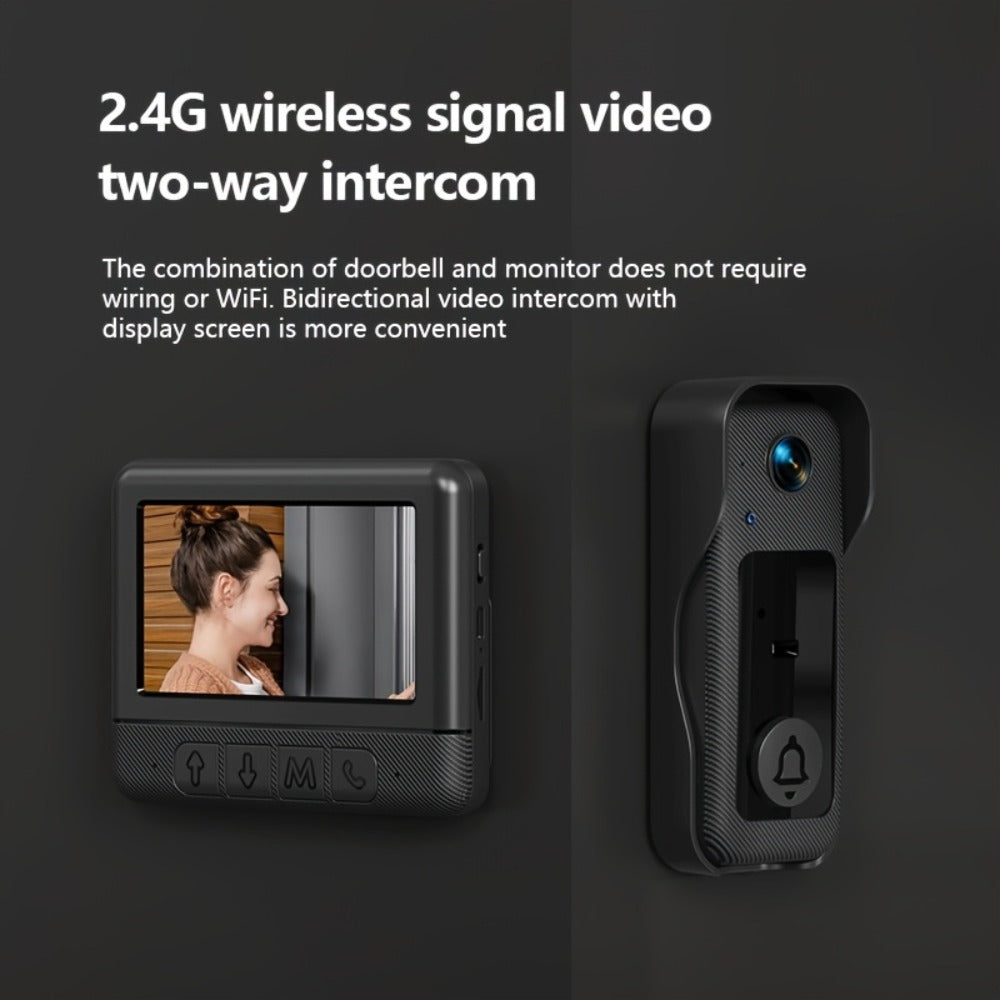 Wireless Doorbell with Monitor No WiFi No Subscription – 4.3" Screen, Two-Way Talk, Night Vision, 365-Day Standby, IP66 Waterproof, 128GB Auto Recording, No App No Monthly Fee