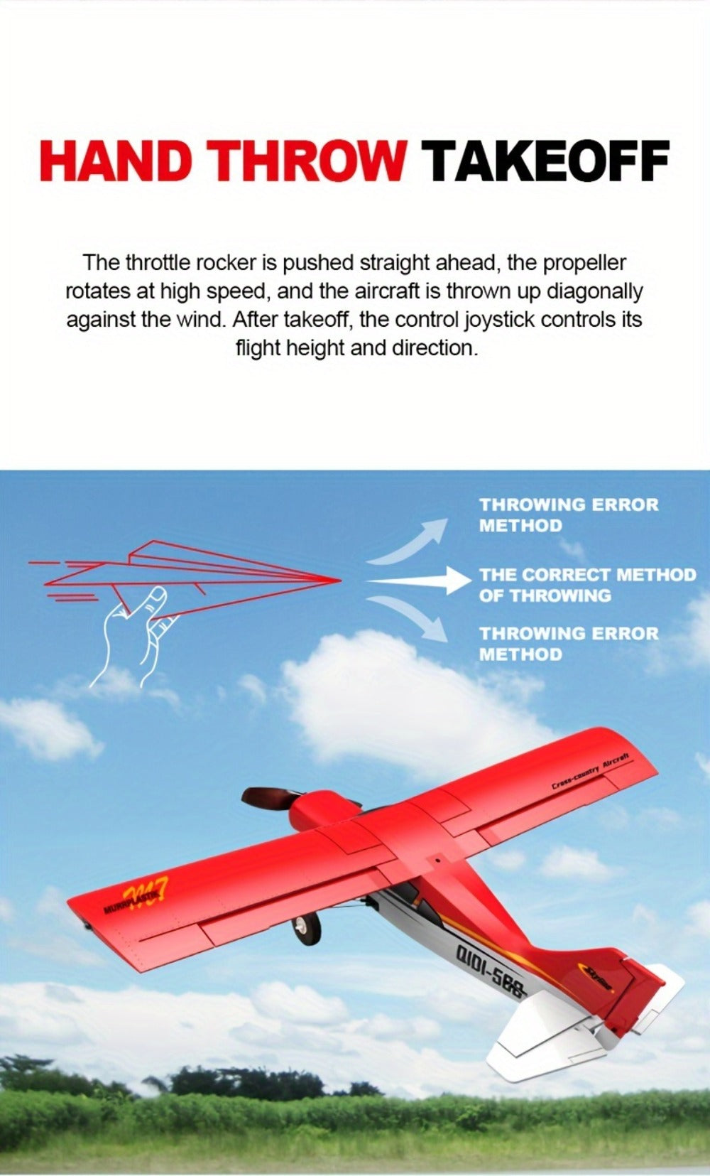 QIDI560 M7 Brushless RC Airplane, 6-Channel Fixed-Wing, 6-Axis Gyro