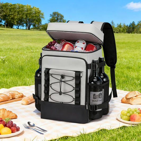 Insulated Cooler Backpack with Thermal Lining and Padded Straps, Black or Gray