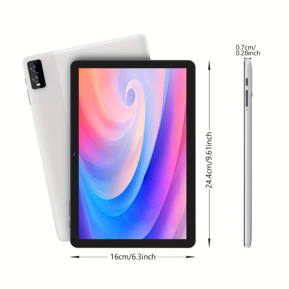 10 Inch Android 14 Tablet 8GB RAM 32GB ROM 1TB Expandable Octa-Core 1280x800 IPS Touch Screen Dual Camera WiFi 2-in-1 Tablet PC with Optional Keyboard Mouse Case & Stylus – White