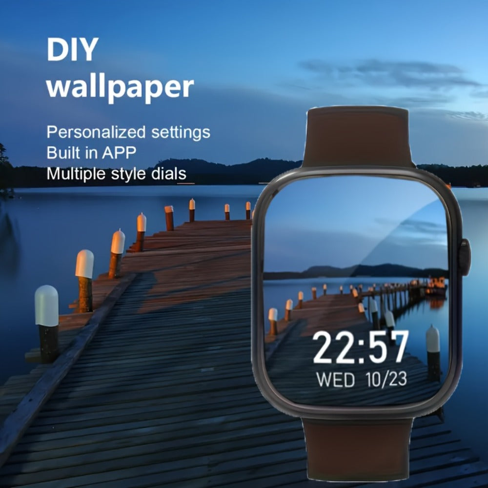 Full Touch Screen Smartwatch 95% Screen Coverage Customizable Watch Dials – 1.83" TFT Wireless Calling SMS Reminders Multiple Sport Modes Compatible with Android iPhone Unisex Black Pink Gift