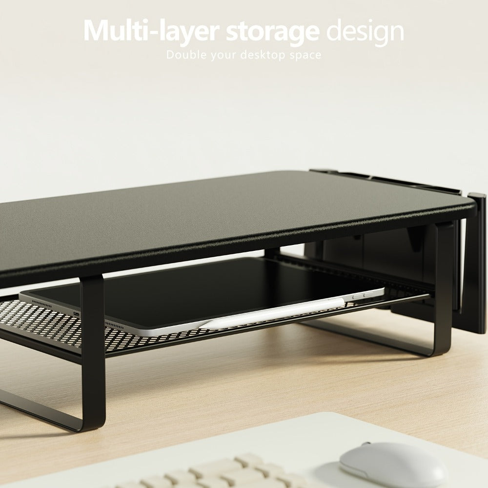 Monitor Stand Organizer with Headset Holder Phone Stand & Game Controller Holder, Versatile Desktop Riser for Computer Monitor Laptop, Gaming & Home Office Desk Organizer