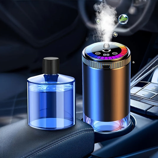 Car Air Freshener Aromatherapy Diffuser with Starry Sky Light Show, USB Rechargeable, Adjustable Fragrance – Natural Essential Oil Scents (Lavender, Ocean, Cologne, Gardenia)