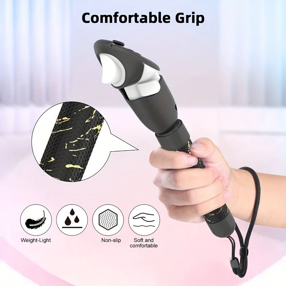 Meta Quest 3S Controller Handle Extension Grips – 3-in-1 VR Handle Attachments for Beat Saber, Golf+, Tennis & More, Anti-Slip ABS Grip with Safety Wire, Compatible with Meta Quest 3S & Quest 3