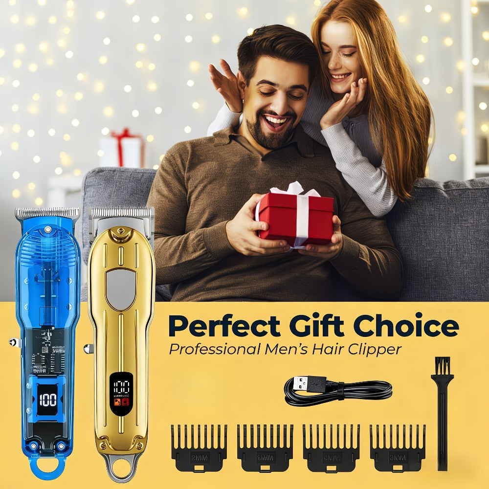 Cordless Hair Clipper for Men - USB Rechargeable Electric Trimmer with Guide Comb, Self Haircut Kit for Home Barbershop Fade, Beard & Neckline Shaping, Great Gift for Dad