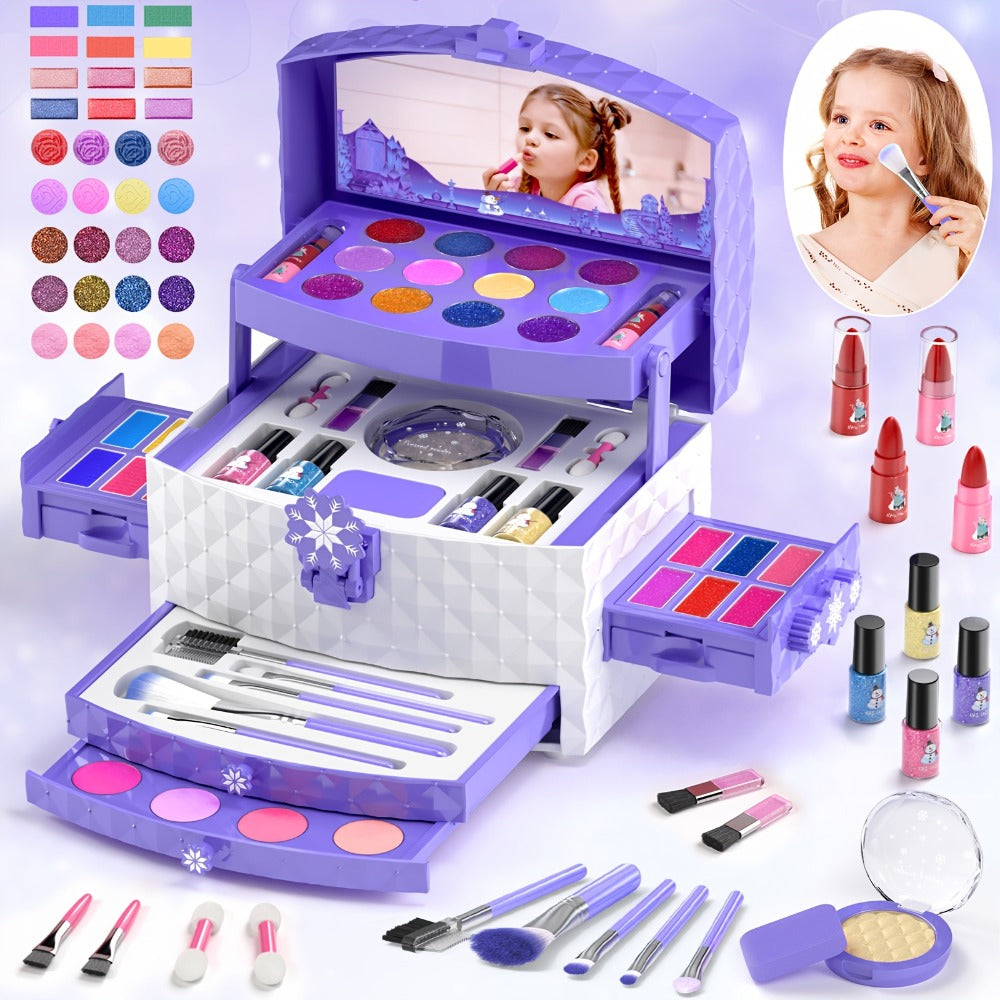 Princess Pretend Play Makeup Set, 58 Pieces with Brushes & Case