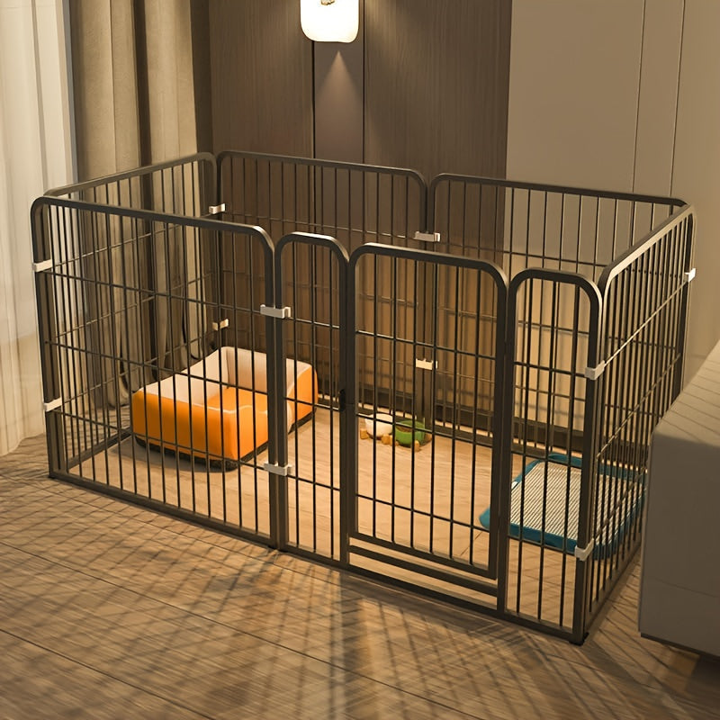 Indoor Dog Enclosure Stainless Steel Multi-Functional Playpen with Resting Play & Potty Training Areas - Flexible Modular Design for Small Medium Dogs Easy Assembly Pet Playpen