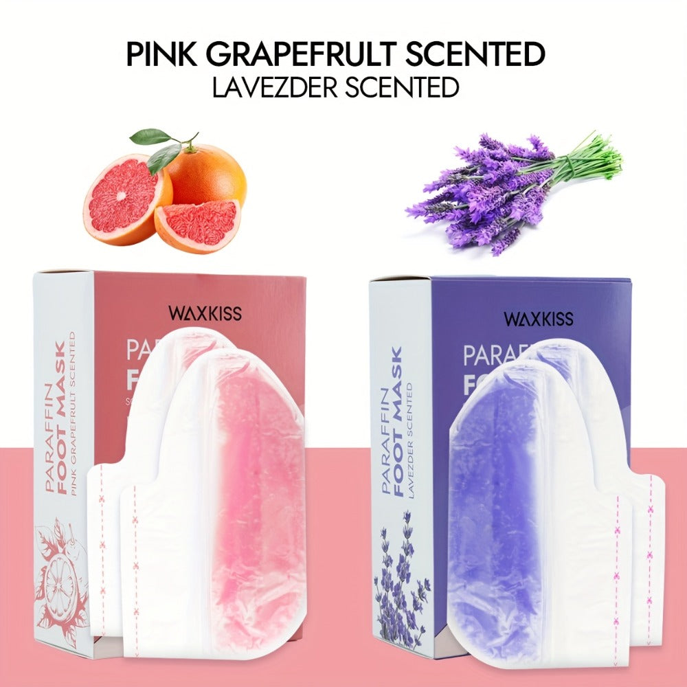 Paraffin Wax Moisturizing Hand & Foot Mask WAXKISS - Non-Greasy Skin Softening Treatment Lavender & Grapefruit Scent - Portable Spa Mask for Dry Cracked Hands Feet Skin Elasticity Women