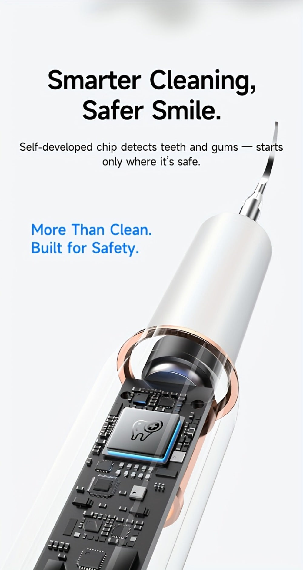 Electric Tooth Cleaner Tartar Remover Rechargeable - 5 Speed Modes, LED Light, USB Charging, 2 Replaceable Brush Heads, Dental Plaque Scraper for Teeth Whitening, Stain & Tartar Removal, Dental Mirror