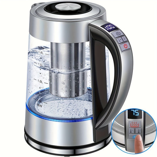 Electric Glass Kettle, 1.8L with 12 Temperature Settings, Tea Infuser and 24-Hour Keep Warm