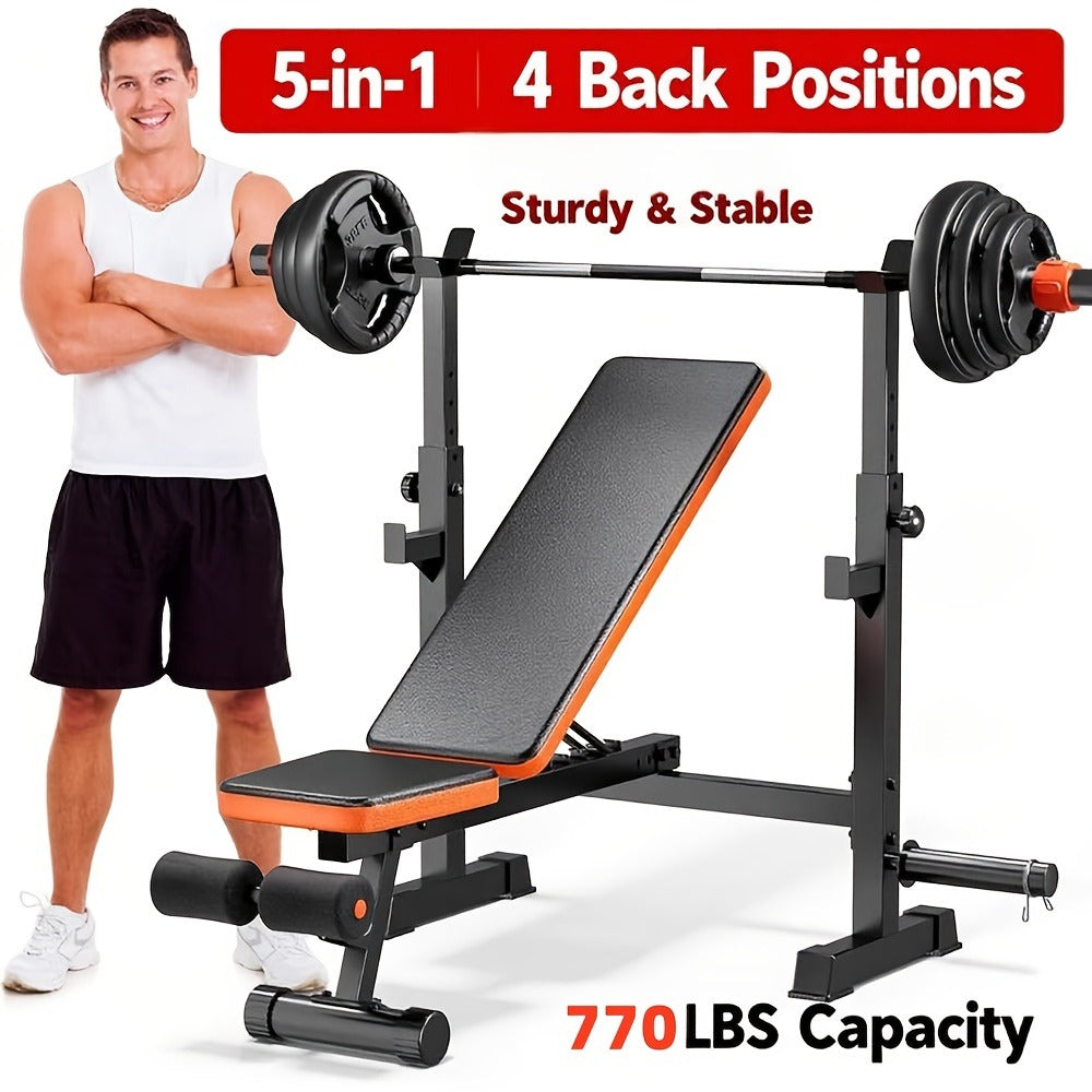 Adjustable Weight Bench 6-in-1 Foldable – Flat Incline Decline, Resistance Bands, Preacher Curl & Leg Developer, 770lb Capacity – Home Gym Strength Training Bench