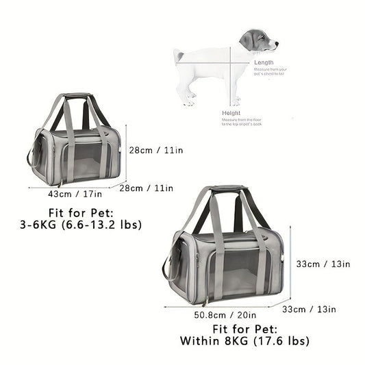 Soft-Sided Pet Crate for Cats & Puppies up to 25 lb, Foldable in Gray or Black