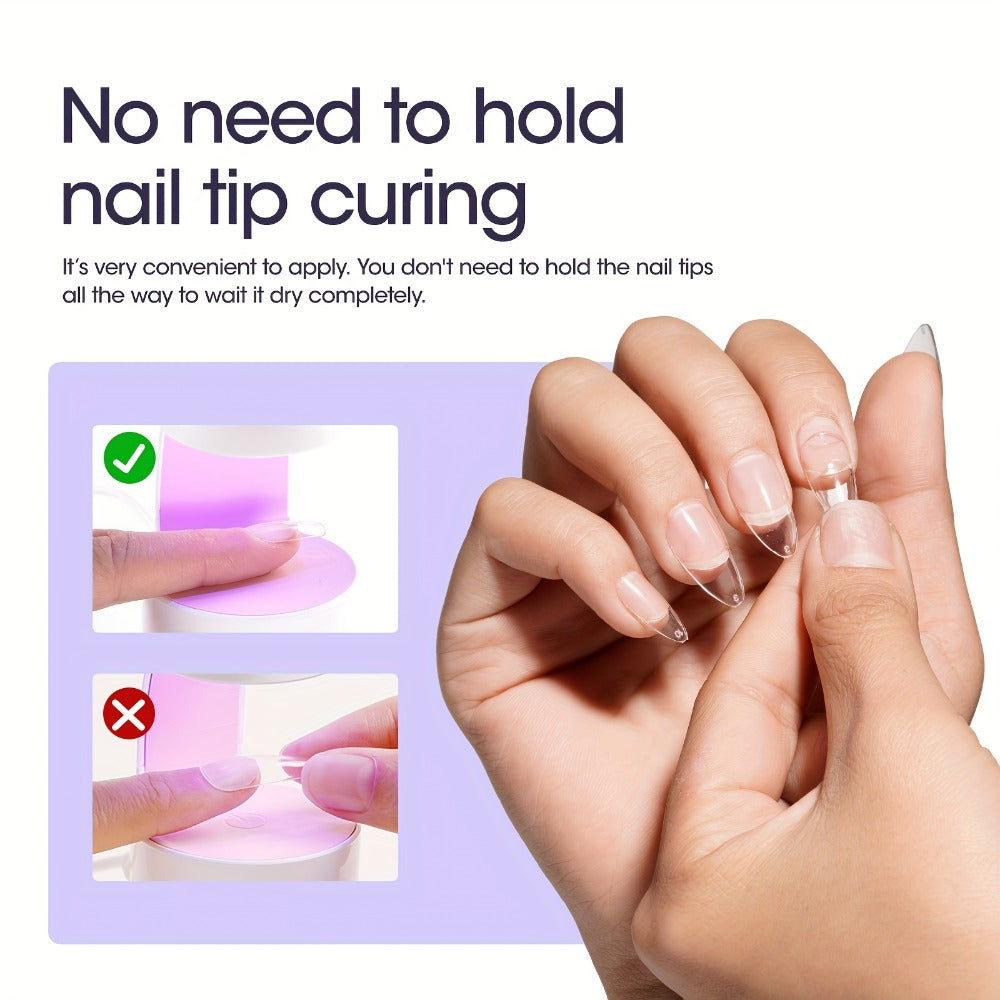 Press-On Nail Glue Gel Kit 30g with UV Lamp - Strong Long-Lasting Solid Nail Glue, 60ml Remover & Buffer for False Nails, Nail Tips & Rhinestones, Lasts 15-30 Days
