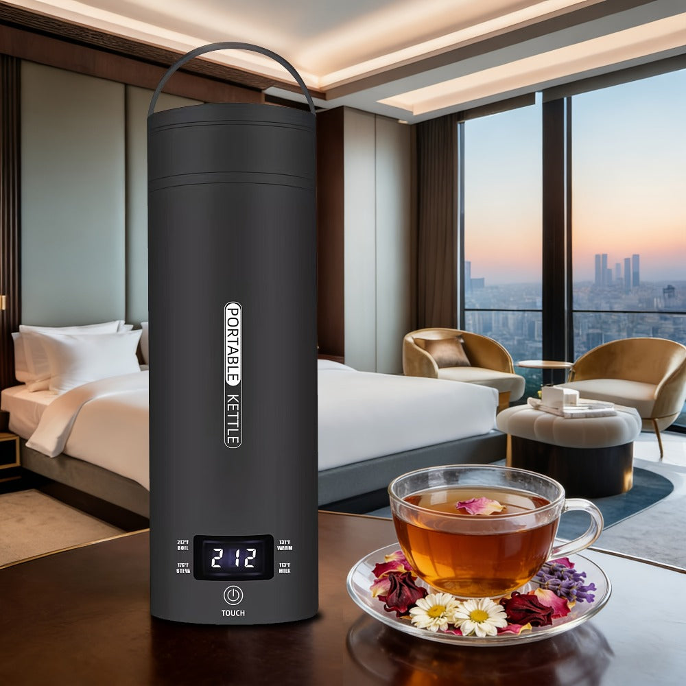 Travel Electric Kettle Mini Portable 304 Stainless Steel 4 Temperature Settings Auto Shut-Off Boil-Dry Protection BPA-Free Water Boiler for Tea Coffee White Black Pink