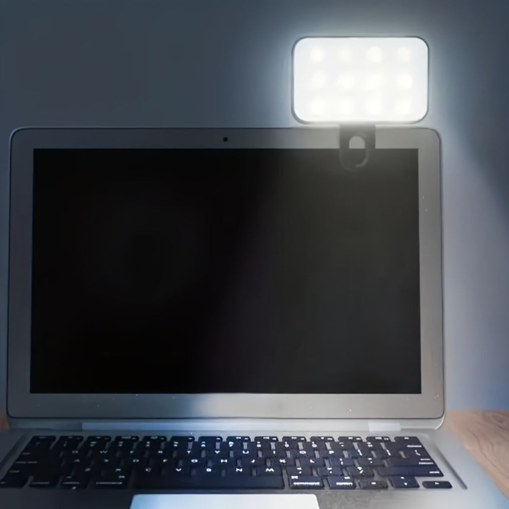 Clip-On LED Fill Light for Phone Laptop Tablet Mini Portable Selfie Light for Video Conferencing Live Streaming Makeup Photography Battery Powered Compact Clip Light