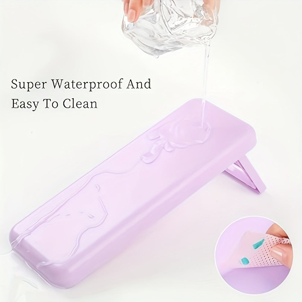Folding Nail Armrest Hand Rest for Nail Technicians - Cushioned Wrist Support Pillow Bracket, Portable Manicure Table Stand, Professional Salon Nail Station Accessory, Pink White Purple