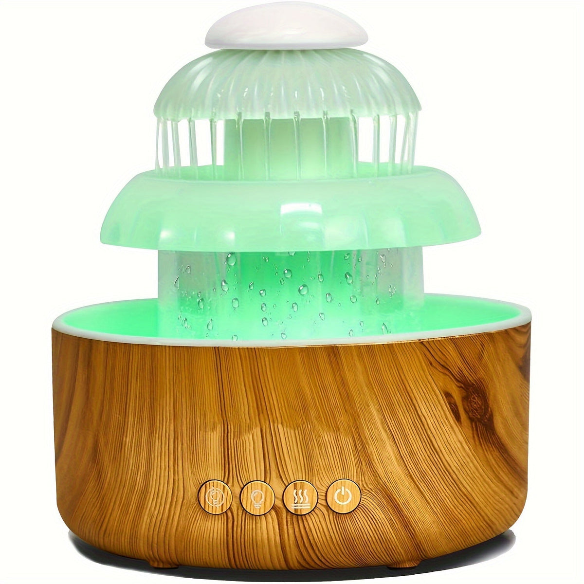 Cool Mist Humidifier with Raining Sound & 8-Color Night Light – 10-Hour Runtime, Essential Oil Diffuser, Air Humidifier for Bedroom, Home & Office, White Noise Sleep Aid, Ambient Mood Light, White