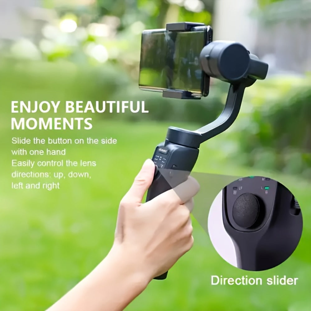 Handheld 3-Axis Smartphone Gimbal Stabilizer with Wireless Bluetooth No App Required Anti-Shake Video Recording – Includes Stand & Mount Compatible with iPhone Android Vlog Travel Live Streaming