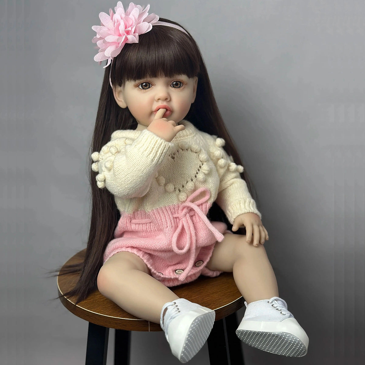 22-Inch Full Vinyl Reborn Baby Doll with Acrylic Eyes and Wig Hair