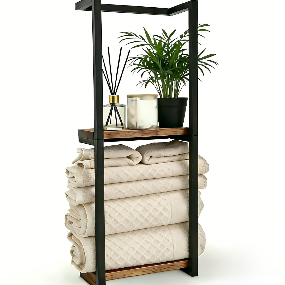 Towel Rack Wall Mounted 2-Layer Storage Organizer 11.2 Inch - Space Saving Hanging Towel Holder for Bathroom, Bedroom & Home Rooms, Contemporary Style, Available in 1-Pack & 2-Pack