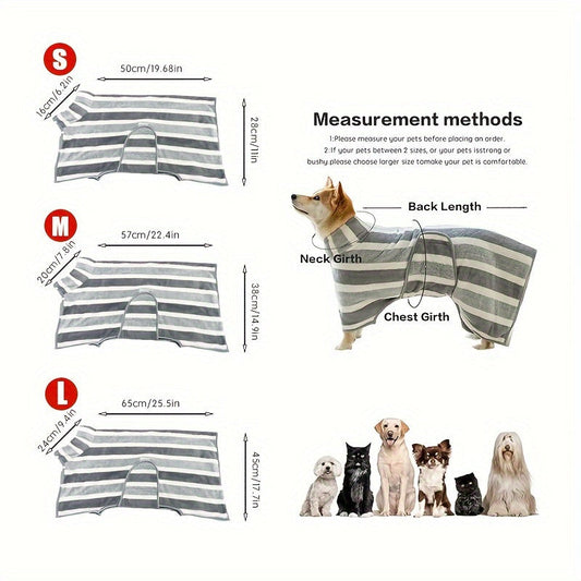 Microfiber Dog Bath Towel, Gray, S, M and L Sizes for Bathing and Swimming