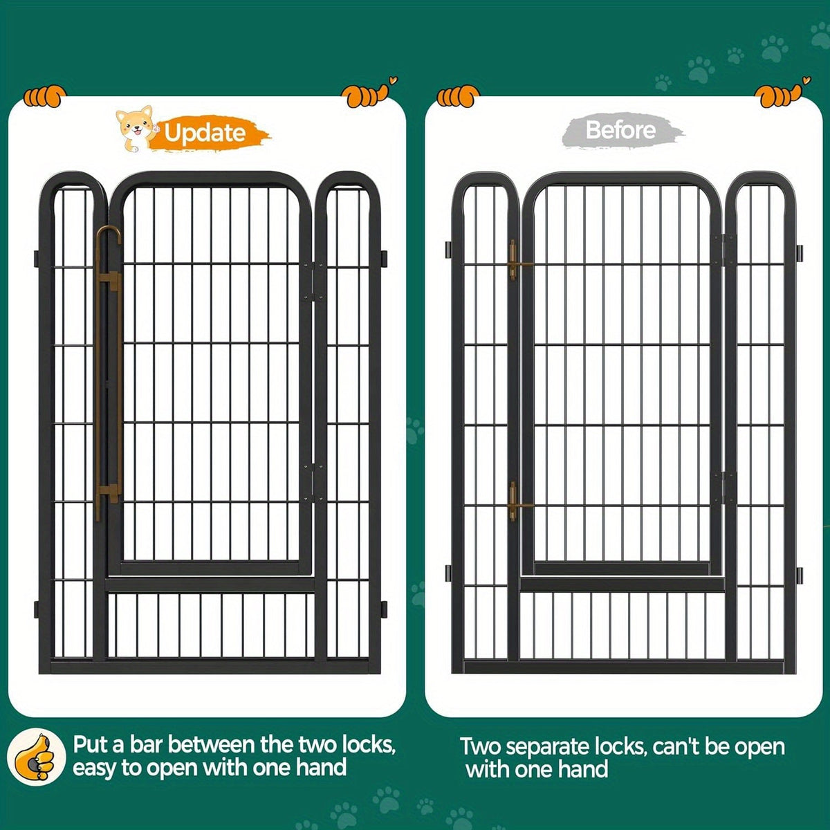 Dog Playpen Heavy Duty Foldable - 8 & 16 Panel Pet Exercise Pen for Large Medium Small Dogs, Portable Indoor Outdoor Puppy Pen for Yard Garden Camping RV, 24"/32"/40" Panel Height
