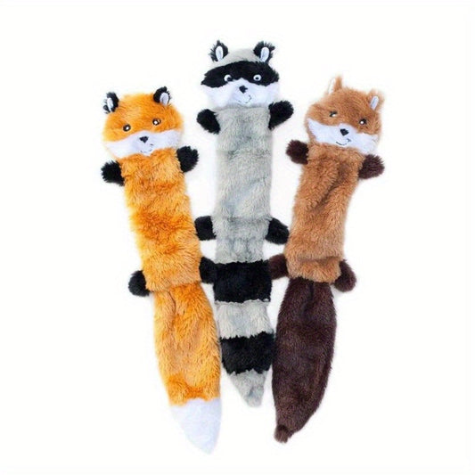 Squeaky Dog Toys, 3-Pack No-Stuffing Crinkle Plush Set for Small and Medium Dogs