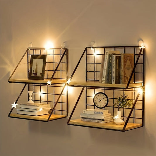 Metal Floating Wall Shelf, Small Black Iron Rack for Storage and Display