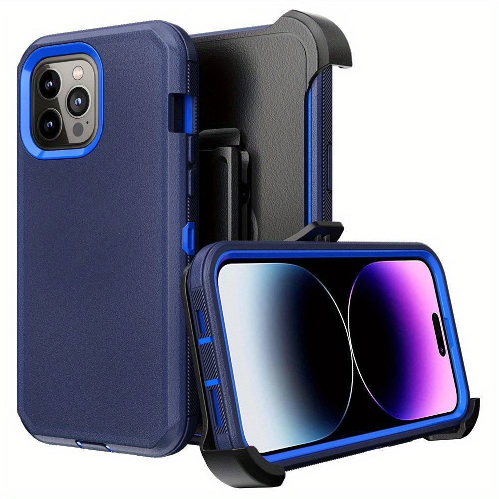 Rugged iPhone 14 Belt Clip Holster Case with Rotating Clip Heavy Duty TPU PC Dual Layer Shockproof Drop Protection Wireless Charging for iPhone 14 Pro Max 14 Plus 14 Pro 14 – 3 Colors Men Outdoor