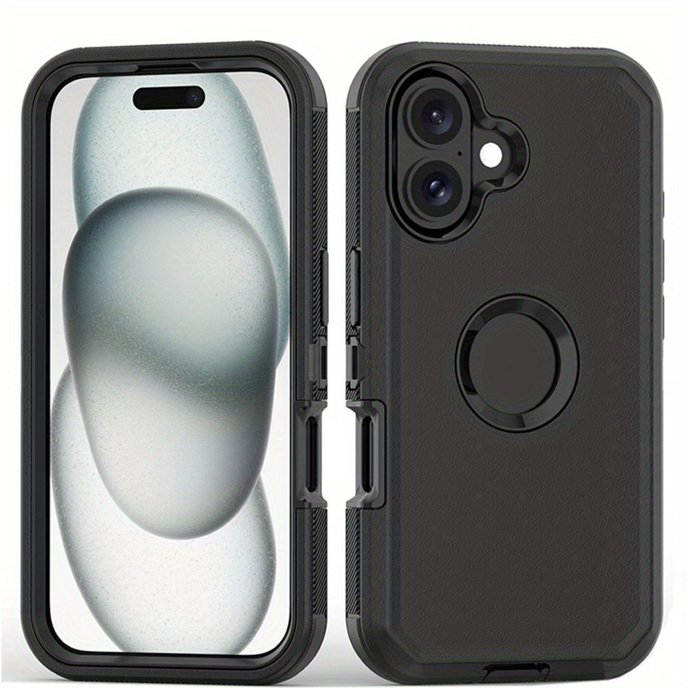Rugged iPhone 16 Pro Max Case Hybrid Armor Dual Layer TPU PC Shockproof Drop Protection – Heavy Duty Wireless Charging Compatible Cover for iPhone 16 Pro 16 Plus 16 – Black Orange Blue Purple Green