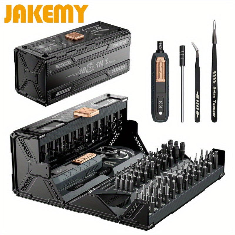 180-in-1 Electric Screwdriver Set with 160 Magnetic Bits, 3 Torque Settings Cordless Repair Kit for iPhone MacBook Laptop Camera Watch Tablet Game Console