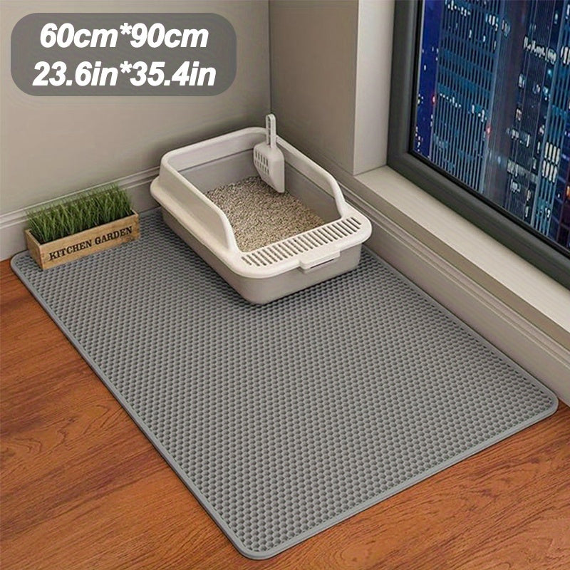 Cat Litter Trapper Mat Honeycomb Double Layer - Non-Slip Waterproof Machine Washable Litter Mat, Soft on Paws, Controls Tracking, 3 Sizes & 3 Colors for Indoor Cats