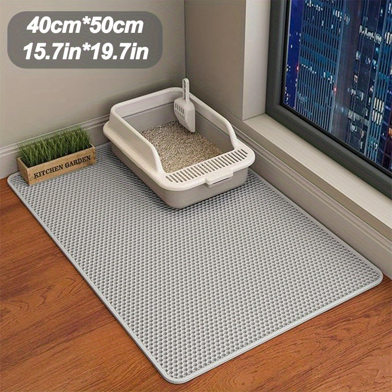 Cat Litter Trapper Mat Honeycomb Double Layer - Non-Slip Waterproof Machine Washable Litter Mat, Soft on Paws, Controls Tracking, 3 Sizes & 3 Colors for Indoor Cats