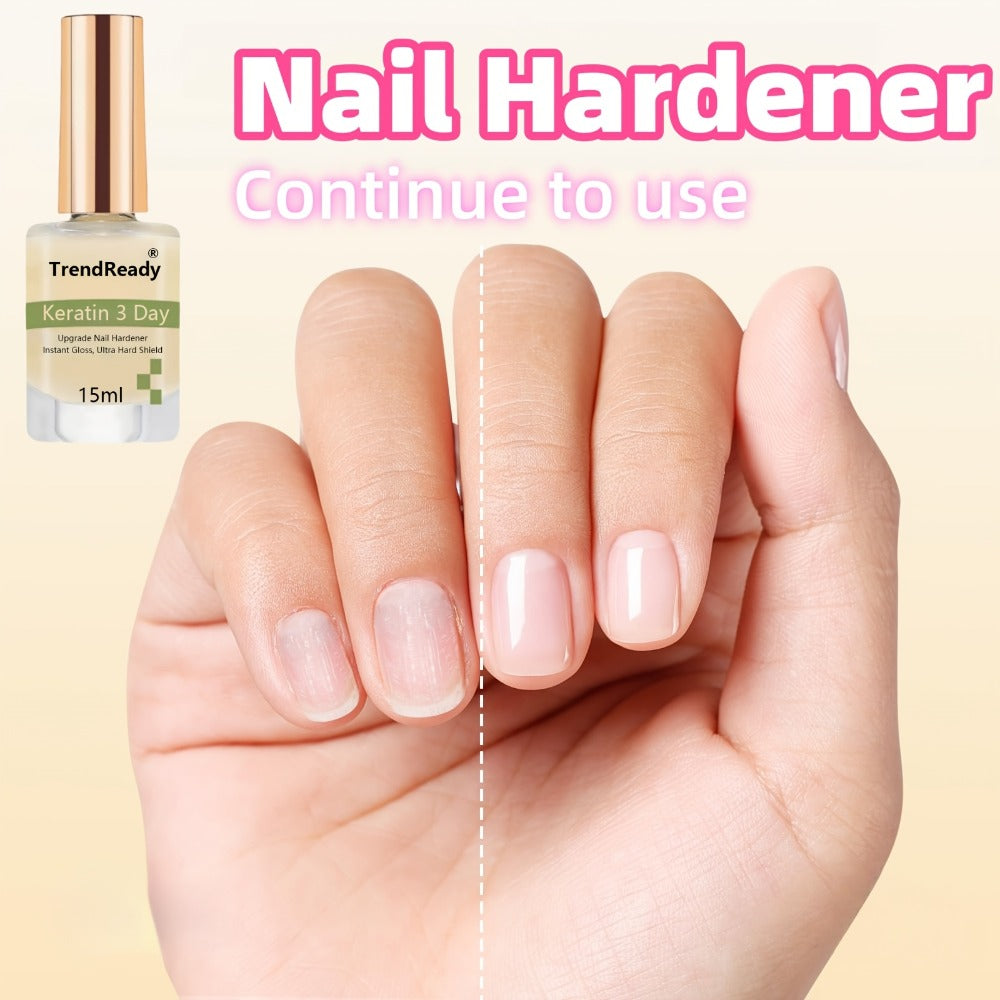 Nail Hardener 2 Bottles Extra Strong & Jelly Nude - Keratin Ridge Filler Base Coat for Weak Damaged Brittle Nails, Strengthening Nail Polish Treatment for DIY Gel Manicure, Home Salon Nail Art Women