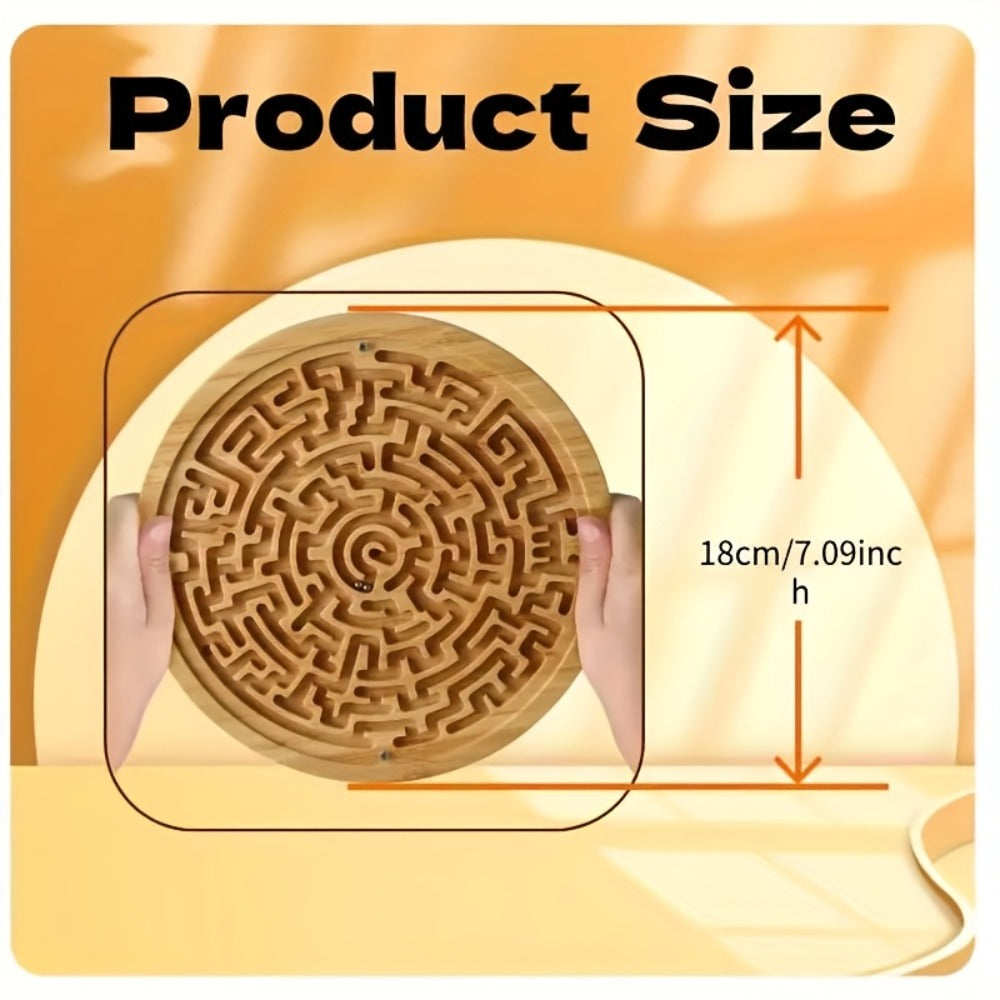 Wooden Maze Balance Board with Steel Ball, Handheld Puzzle Game in 1 or 2 Packs