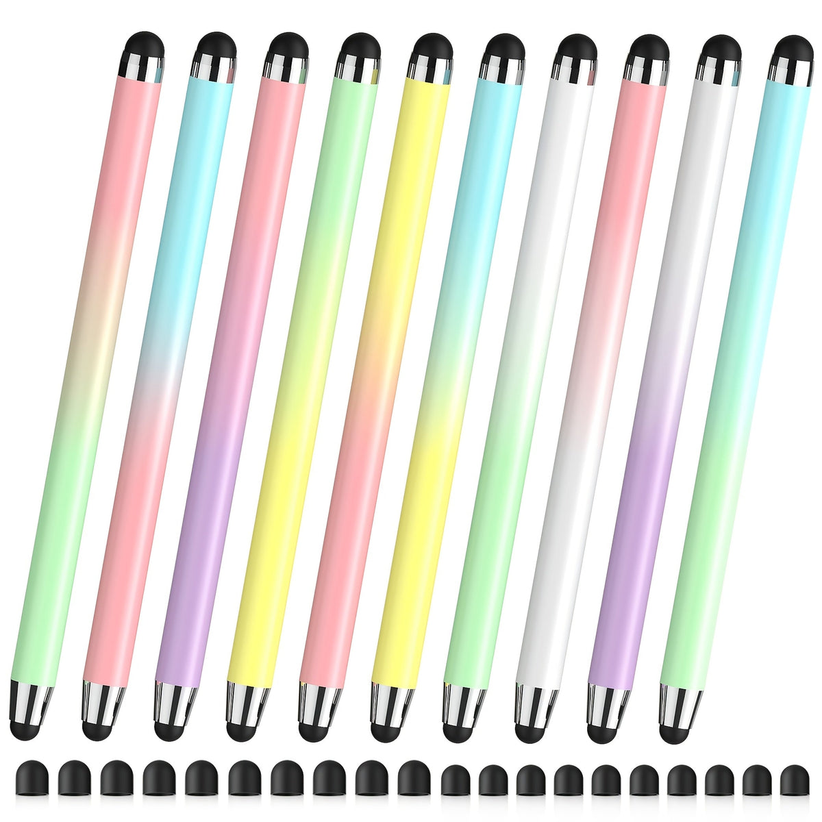 Universal Stylus Pen 10 Pack with 20 Replacement Tips, 2-in-1 Touch Screen Stylus for iPad iPhone Android Samsung Galaxy Tablets Laptops Chromebook, Student Teacher Gift Idea