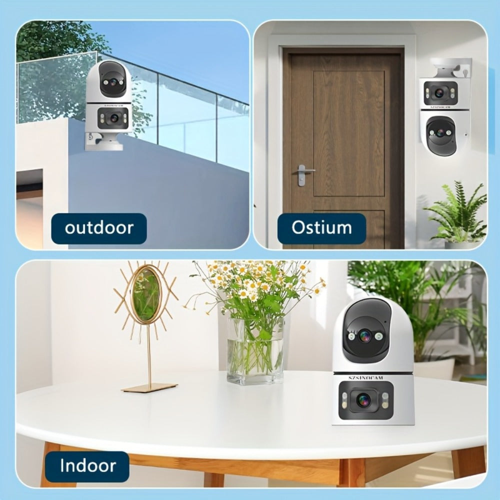 4K Dual Lens Security Camera WiFi Outdoor - 2160P Ultra HD, Dual Band 2.4G & 5GHz, Color Night Vision, Rain Proof, Tamper Detection, Two-Way Audio, Wall Mount for Home Indoor & Outdoor Surveillance