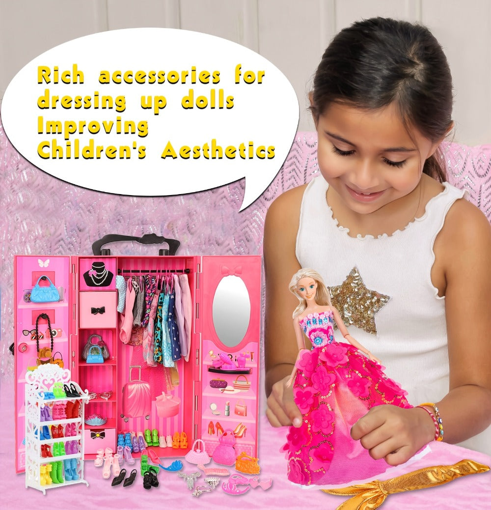 105-Piece Rose Doll Closet Playset for 11.5-Inch Fashion Dolls