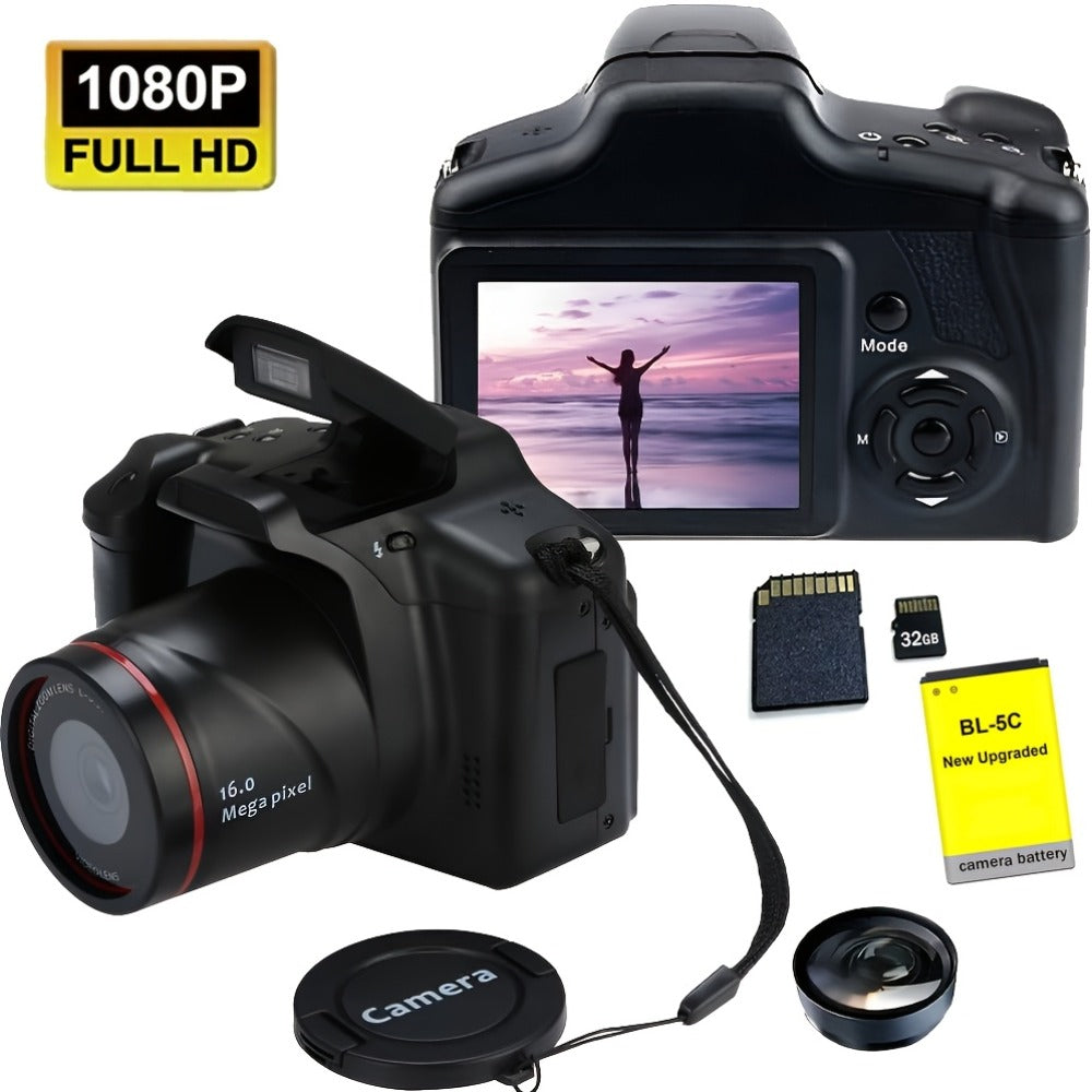 1080P Mini Vlog Camera for Beginners – 2.4" LCD, 16X Zoom, 9.88mm Wide Angle Lens, Easy-to-Use Compact Digital Camera, Travel Essential, Ideal Gift for Men Women Teens, Photography Camera