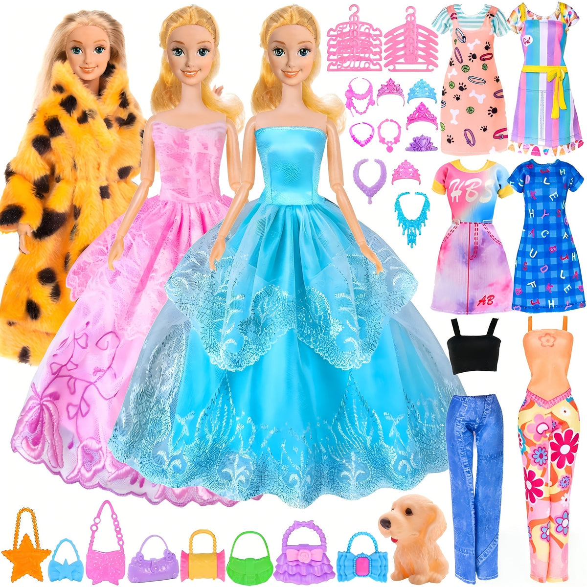 11.5-Inch Fashion Doll Set with 16 Outfits, Shoes and Accessories