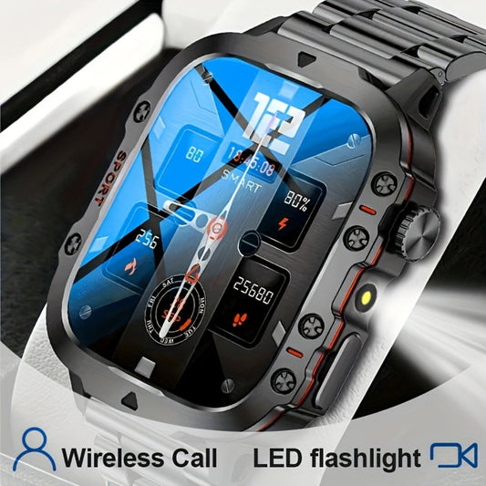 Illumination Light Smartwatch K33 Khaki – Full Touch, 100+ Sport Modes, Wireless Calling, Music Playback, Remote Camera, Weather Forecast, Alarm & Custom Watch Faces – Unisex Silicone Strap