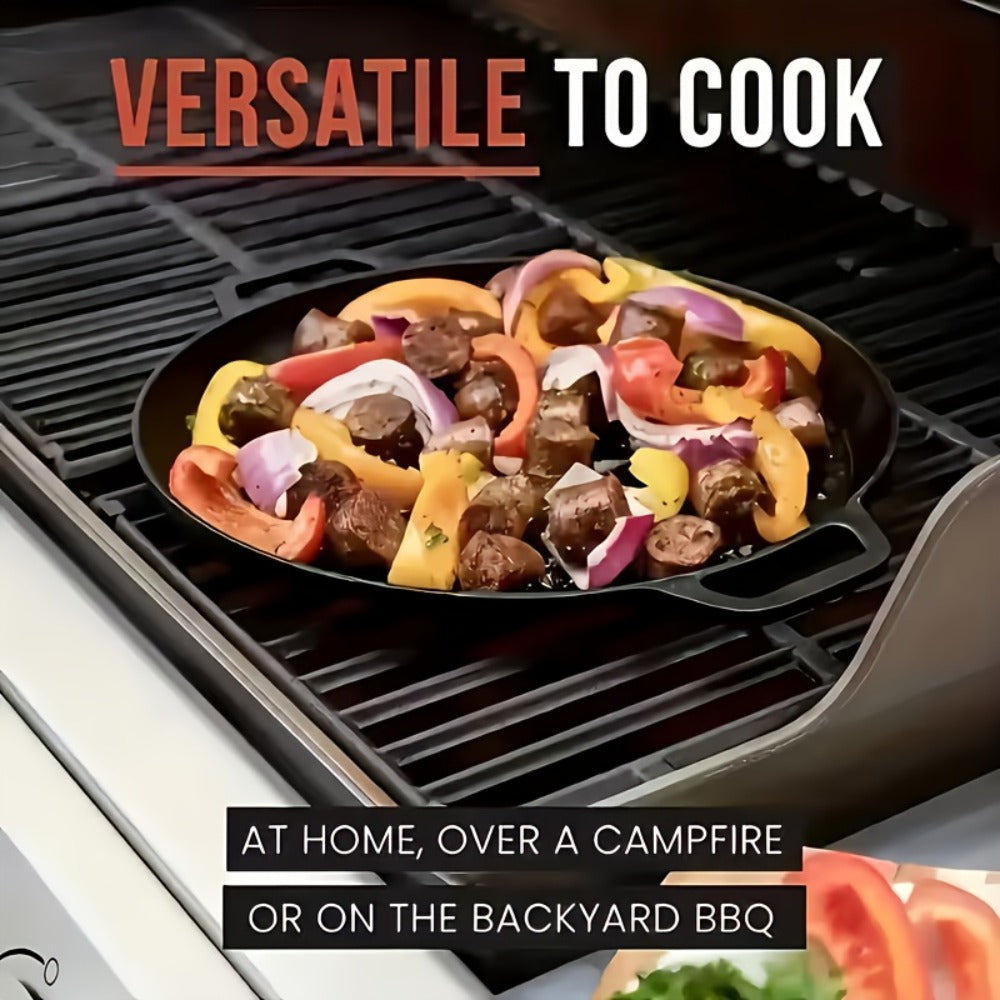 Pre-Seasoned Cast Iron Skillet Set 2 & 3 Piece – Non-Stick Durable Even-Heating Pan for Pizza, BBQ & Pancakes | Oven, Stovetop, Grill & Campfire Safe Versatile Home & Outdoor Cooking Cookware