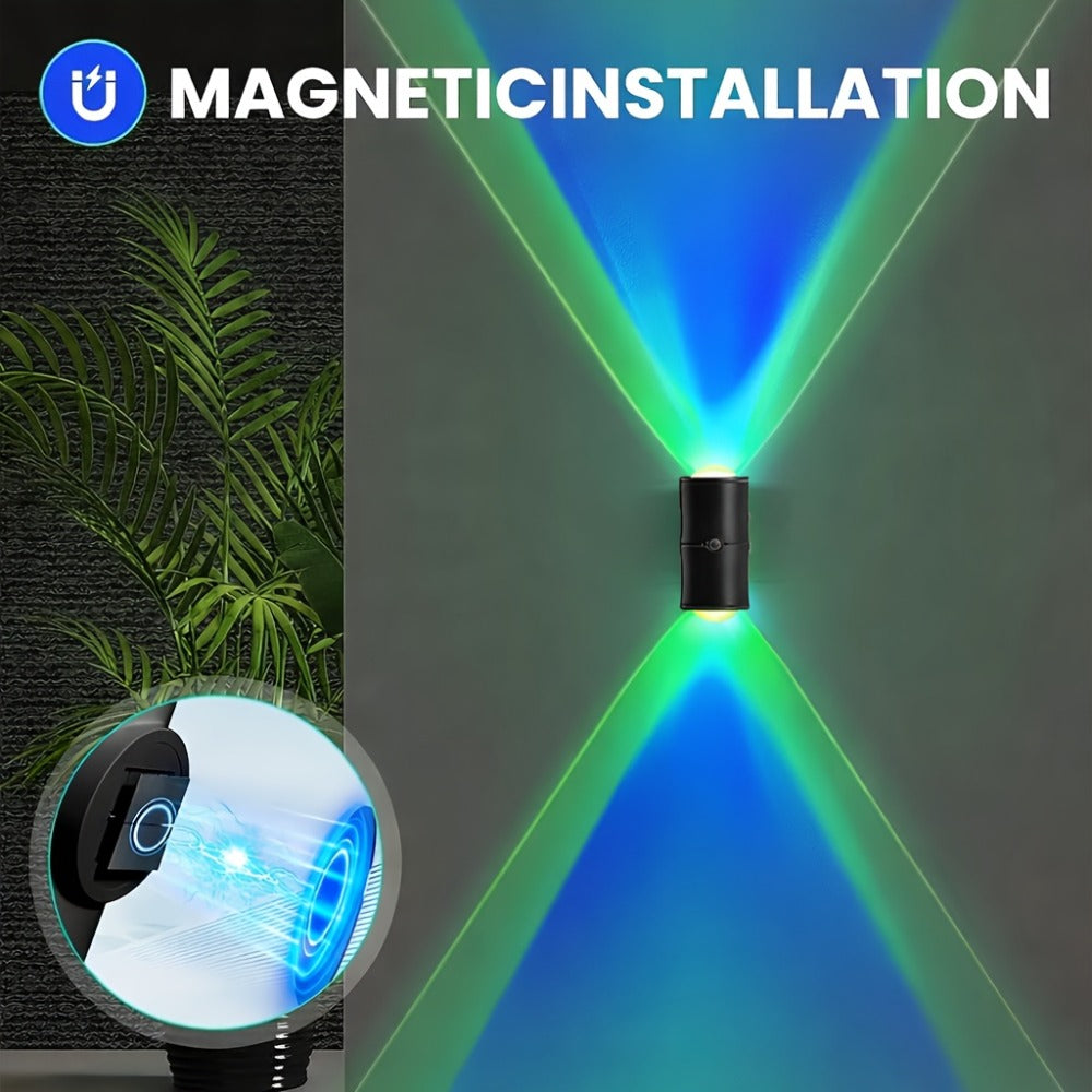 RGB Motion Sensor LED Wall Light – Rechargeable Magnetic Night Light with Color Changing Gradient Ambient Lighting, Battery Operated, 2 Pack & 4 Pack, Black & White