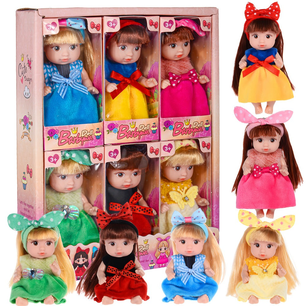 4-Inch Mini Fashion Dolls 6-Pack with Stylable Hair and Rotating Limbs