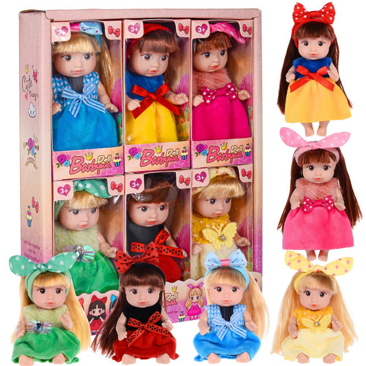 4-Inch Mini Fashion Dolls 6-Pack with Stylable Hair and Rotating Limbs