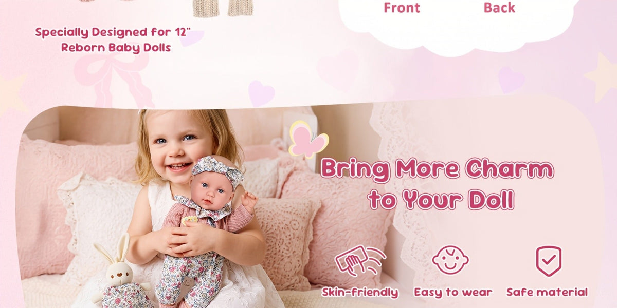 12-Inch Baby Doll with Floral Dress, Rabbit Plush Toy & Dress-Up Accessories