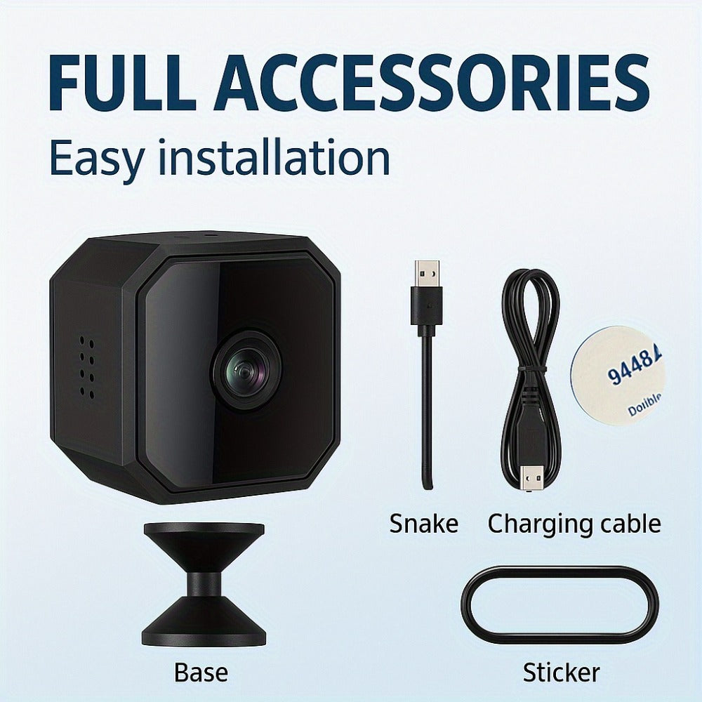 Mini Plug-In Security Camera Indoor Flexible WiFi with Night Vision, 24/7 Motion Alerts & TF Card Local Storage – No Monthly Fees, Perfect for Garage, Baby Room & Home Surveillance