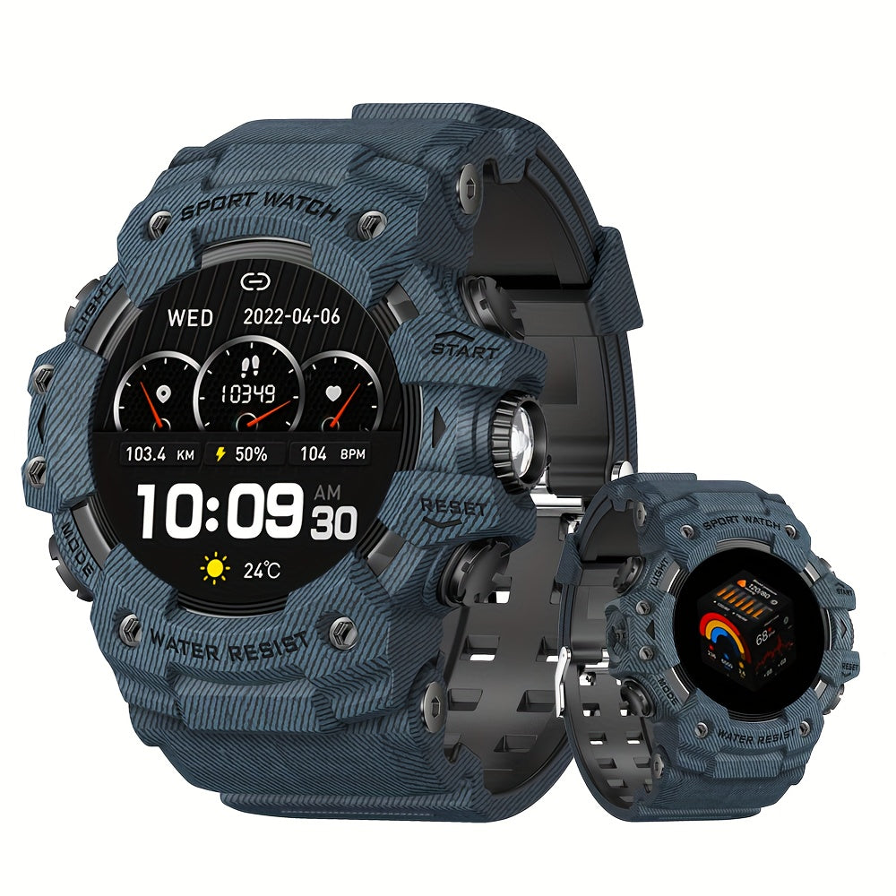 Tactical Smartwatch for Men, LED Flashlight & SOS Emergency, 1.32" TFT Screen, Bluetooth Calling, 100+ Sport Modes, Heart Rate SpO2 Sleep Tracker, Camouflage & Matte Colors – iPhone & Android Compatible